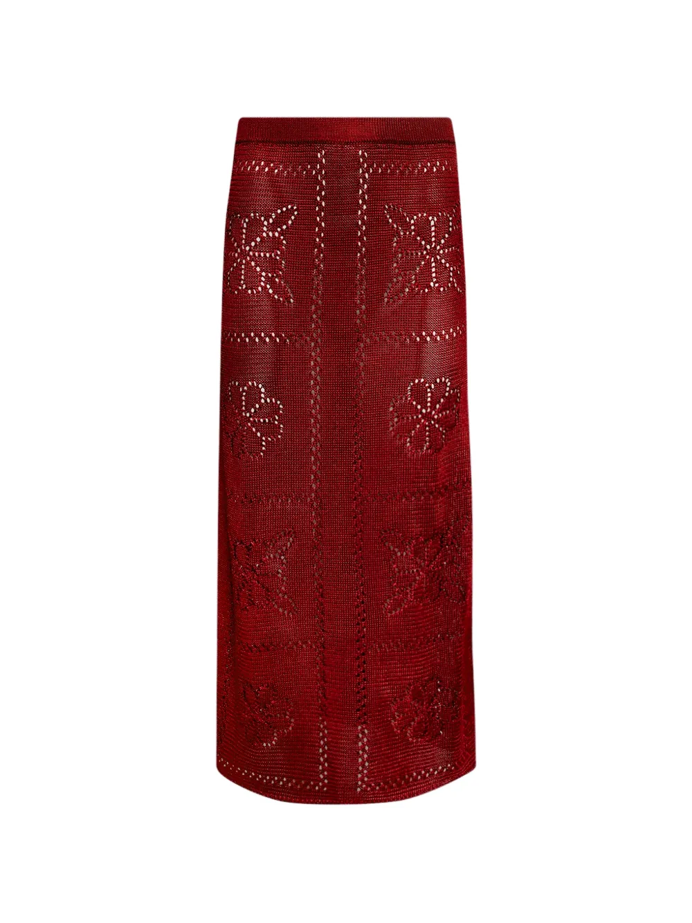 Calle Del Mar floral midi skirt - Rosso