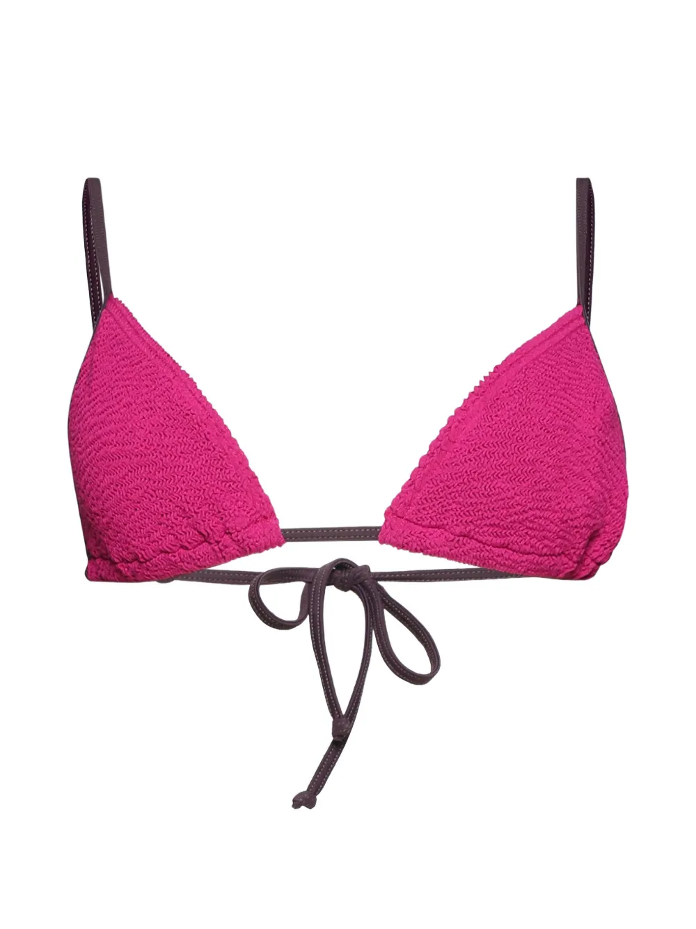 Bond-eye contrast-trim triangle bikini top - Rosa