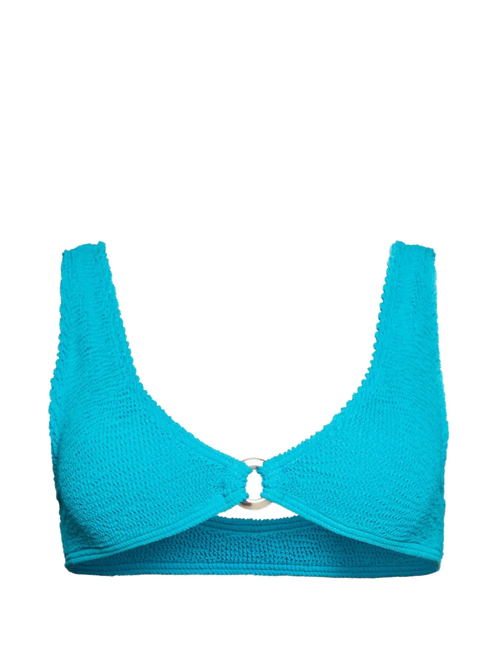 Bond-eye ring-detail textured bikini top - Blu