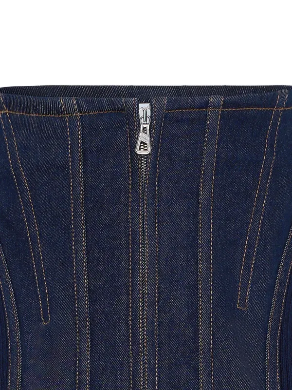 Jean Paul Gaultier Denim Zip Corset Top | Blue | FARFETCH CA