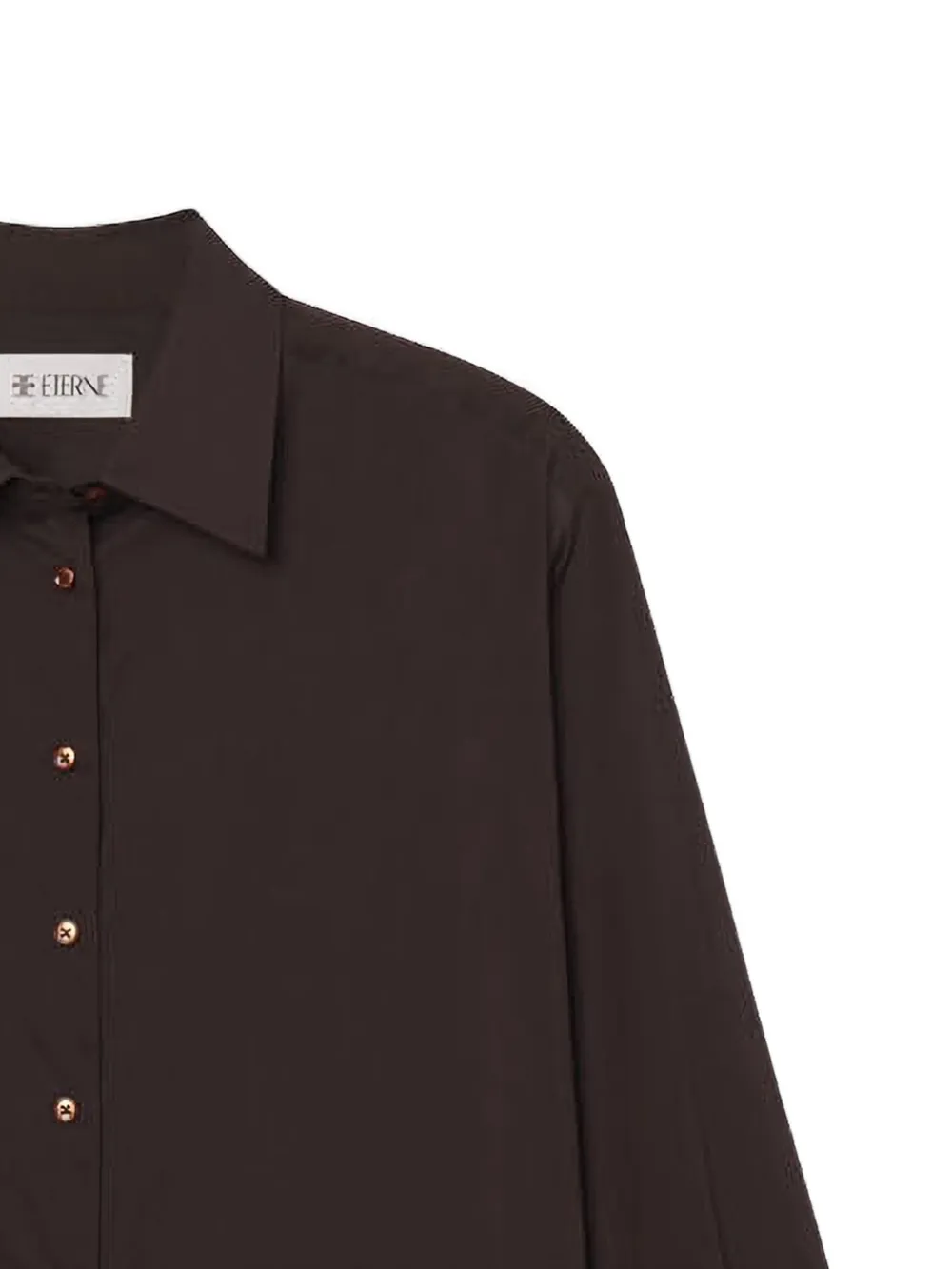 ETERNE Blouse met knoopsluiting en puntkraag Bruin