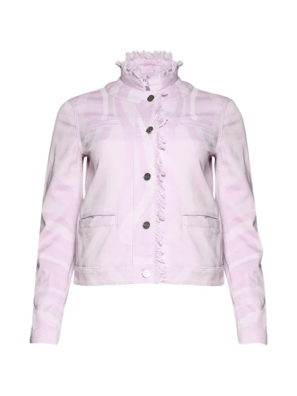 Pucci Frayed-trim Printed Jacket in Pink