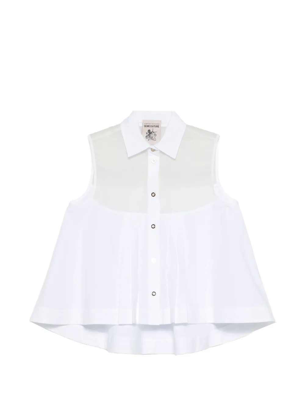 Semicouture button-up pleated blouse - Bianco