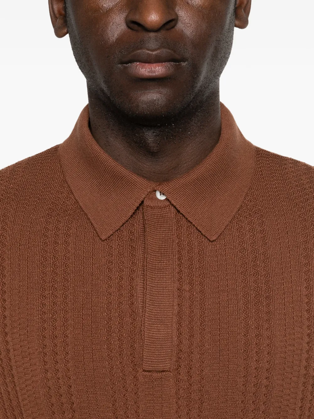 Canali Poloshirt met textuur Bruin