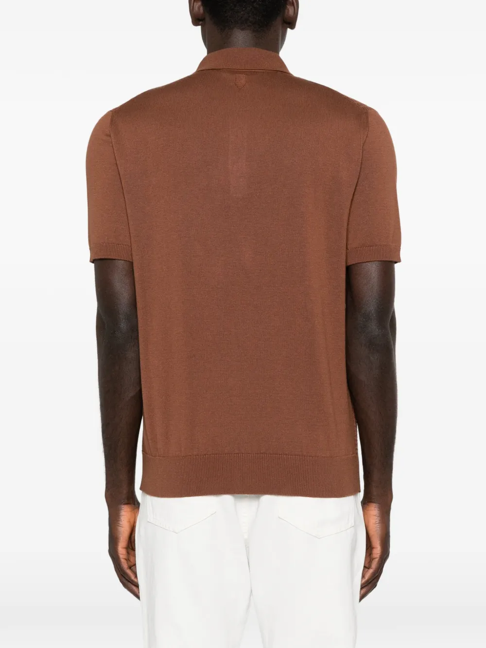 Canali Poloshirt met textuur Bruin