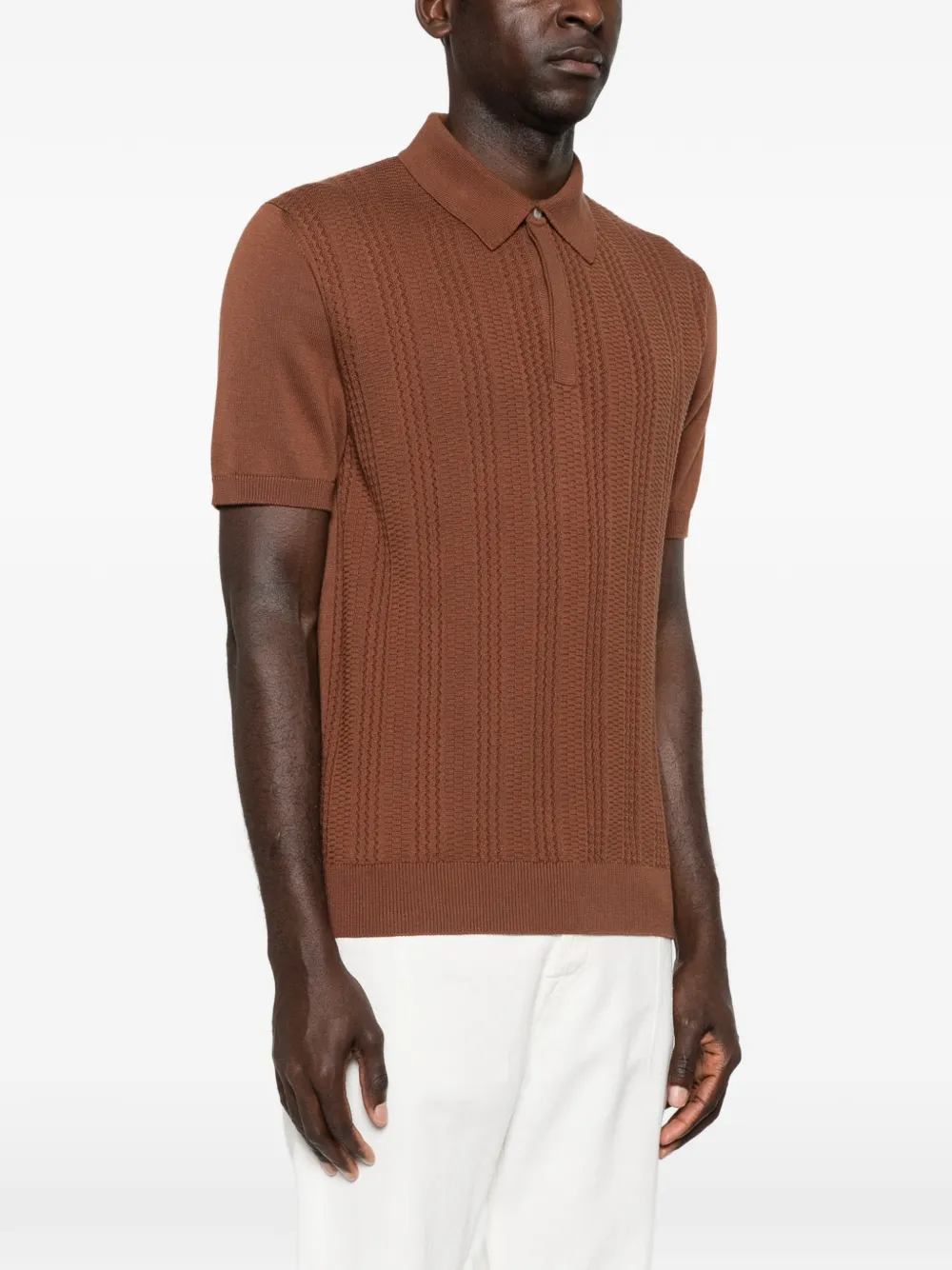 Canali Poloshirt met textuur Bruin