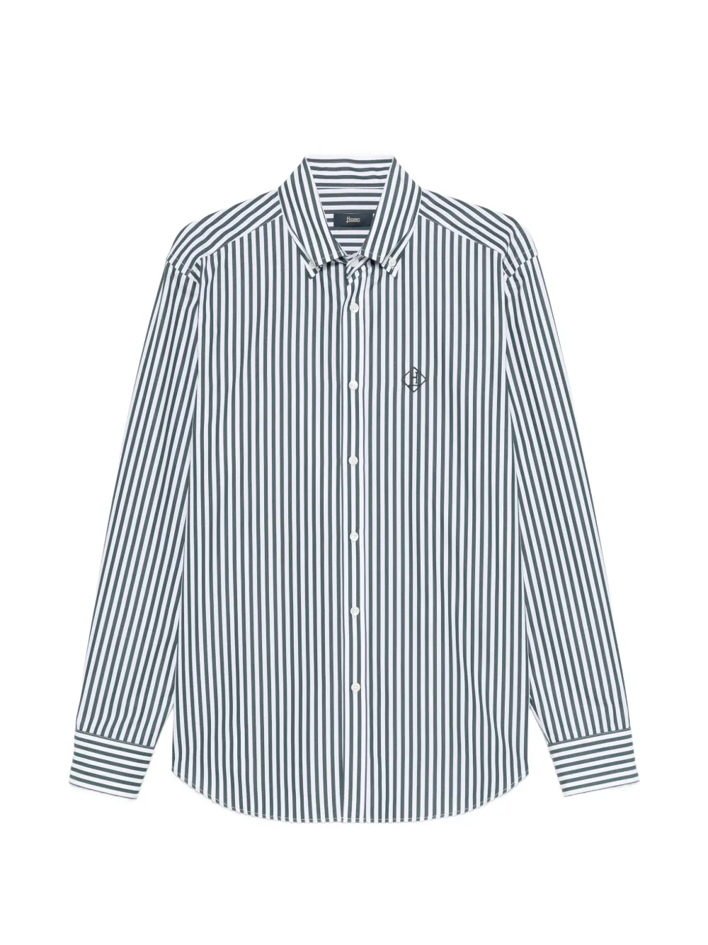 Herno striped-pattern logo-embroidery shirt | Green | Image 1