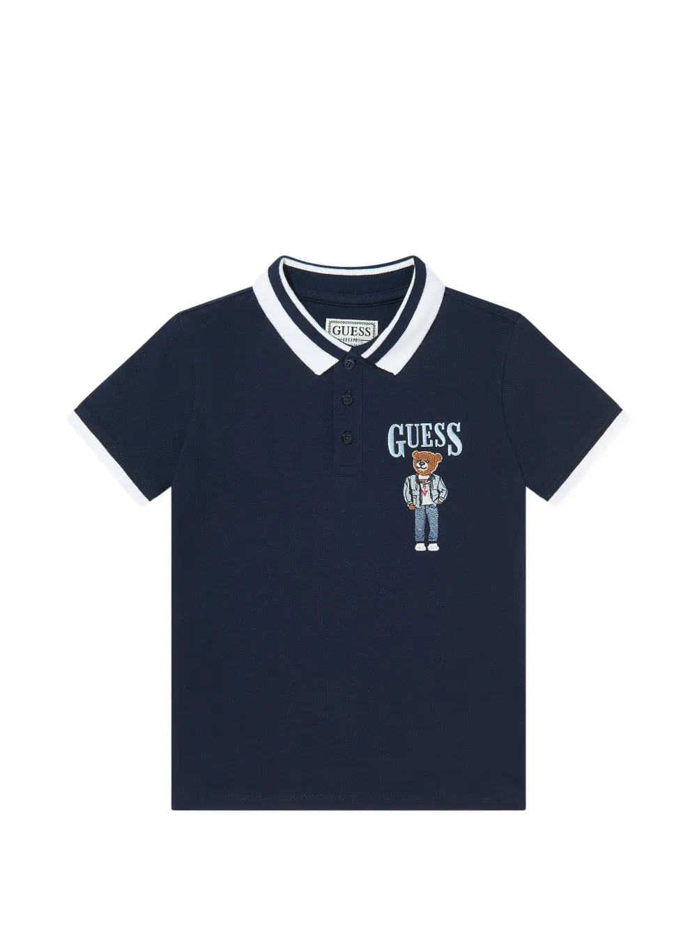 guess kids embroidered trim polo shirt - Blu