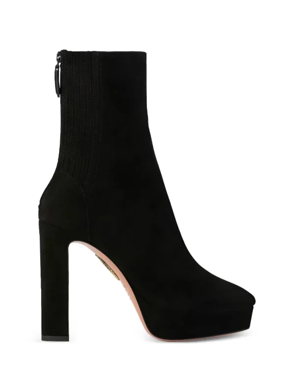 Aquazzura Martine Suede Boots in Black