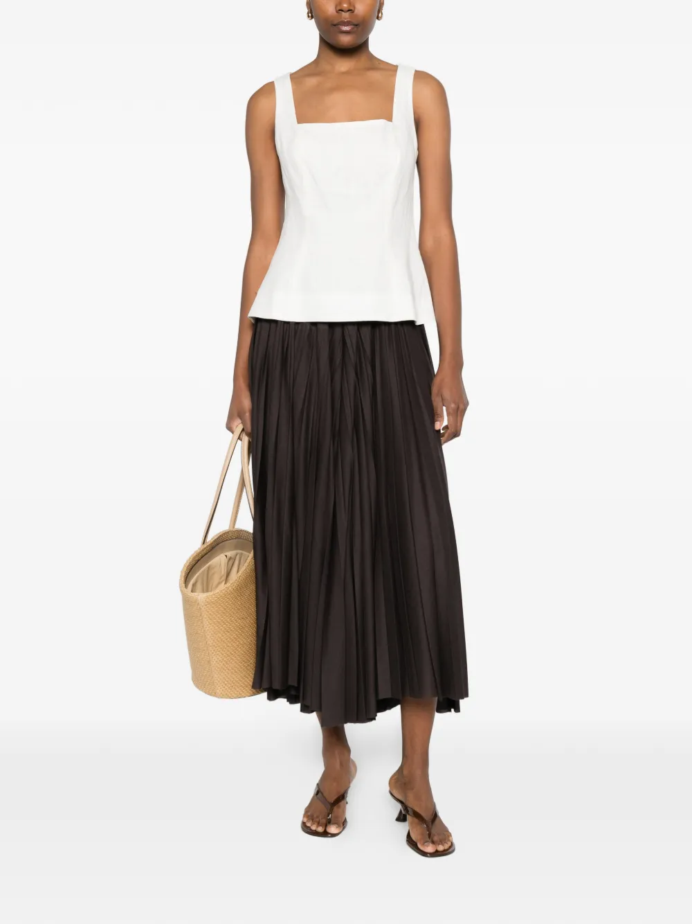  Dusan Pleated Cropped Trousers - Brown 