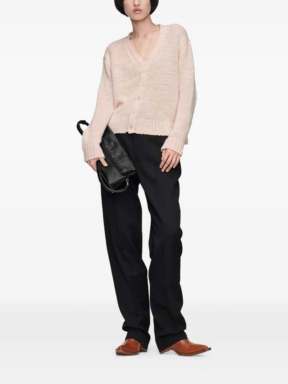 Maison Margiela Geribbeld vest met V-hals Roze
