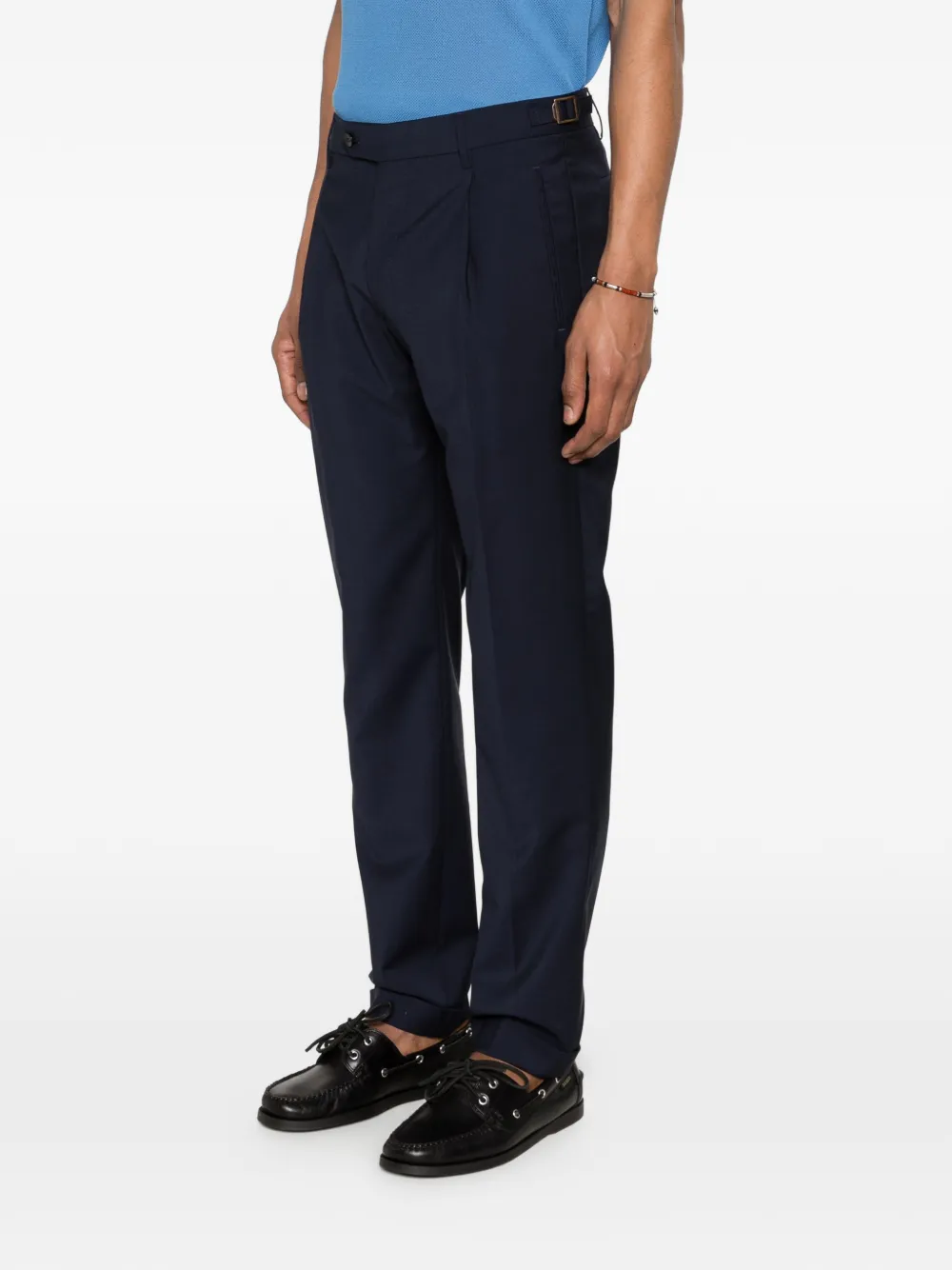 Berwich Retrolong broek met omgeslagen pijpen Blauw