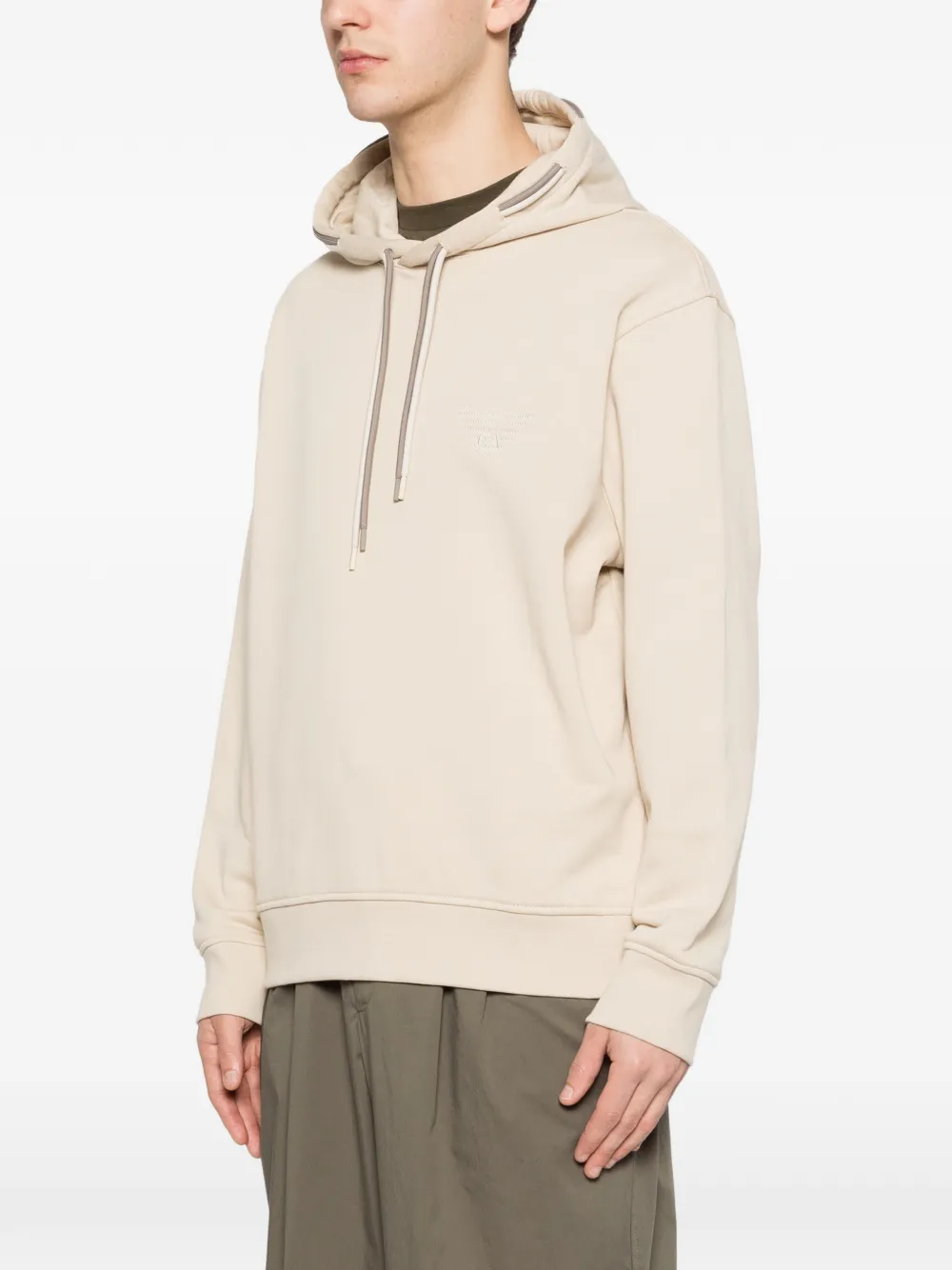 Emporio Armani Katoenen hoodie met logodetail Beige