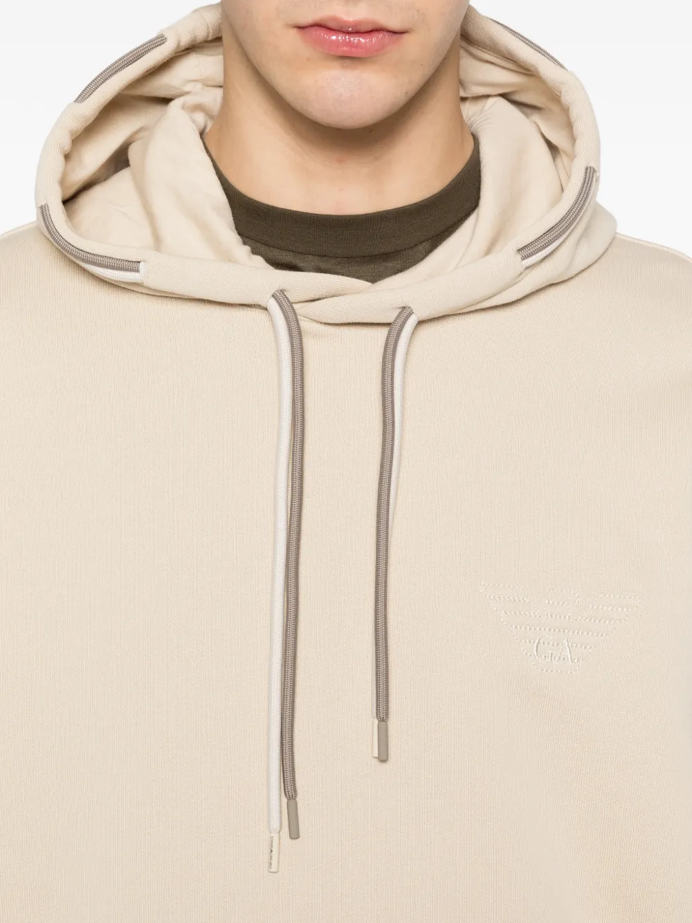 Emporio Armani Katoenen hoodie met logodetail Beige