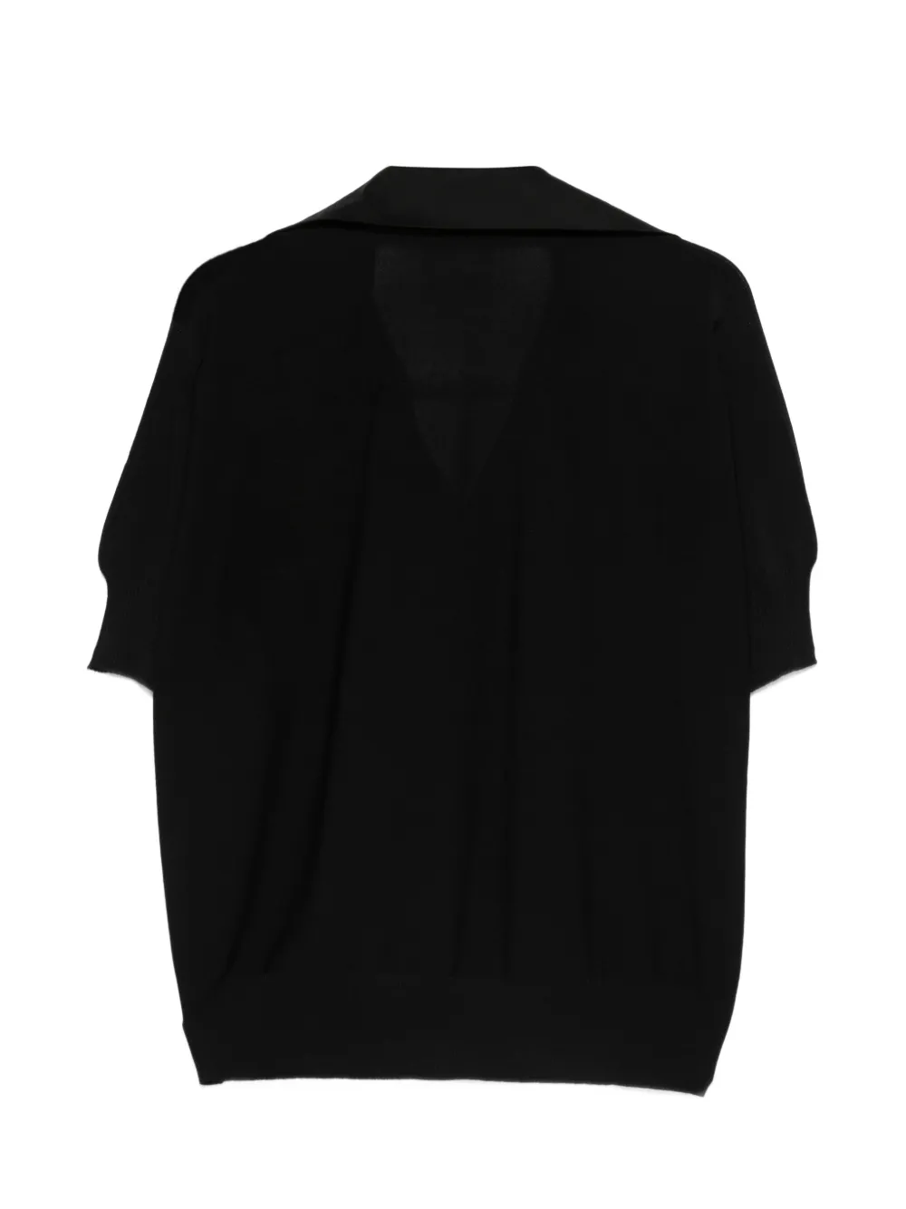  D.exterior Collared V-neck Top - Black 