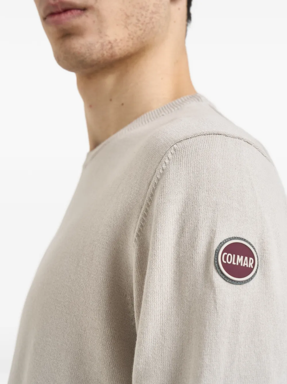 Colmar Patch Crew-neck Sweater In White