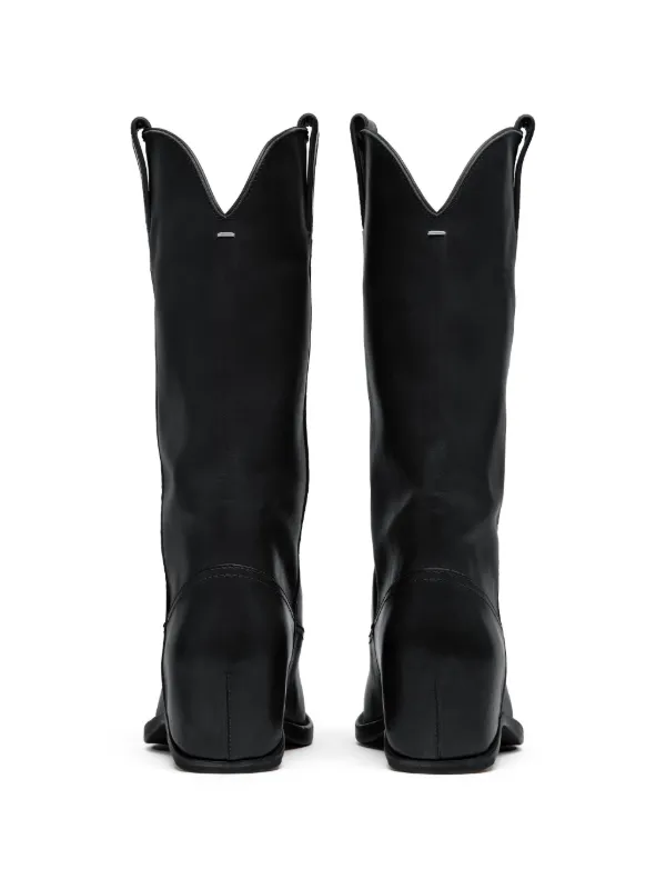Maison Margiela heel-less Pointed Leather Boots | Black | FARFETCH