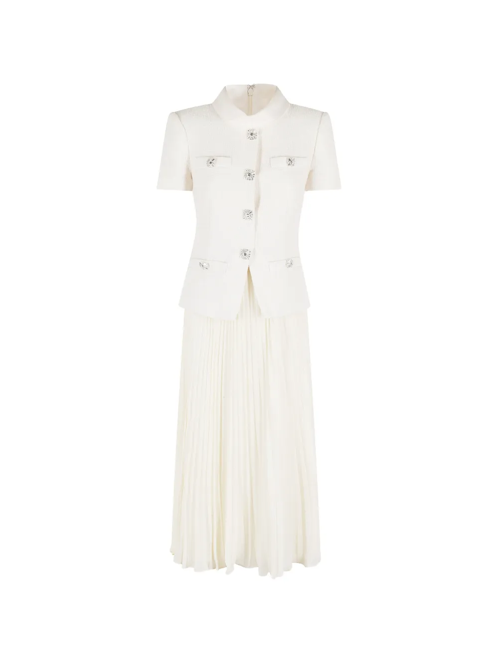 Self-Portrait collared boucle midi dress - Bianco