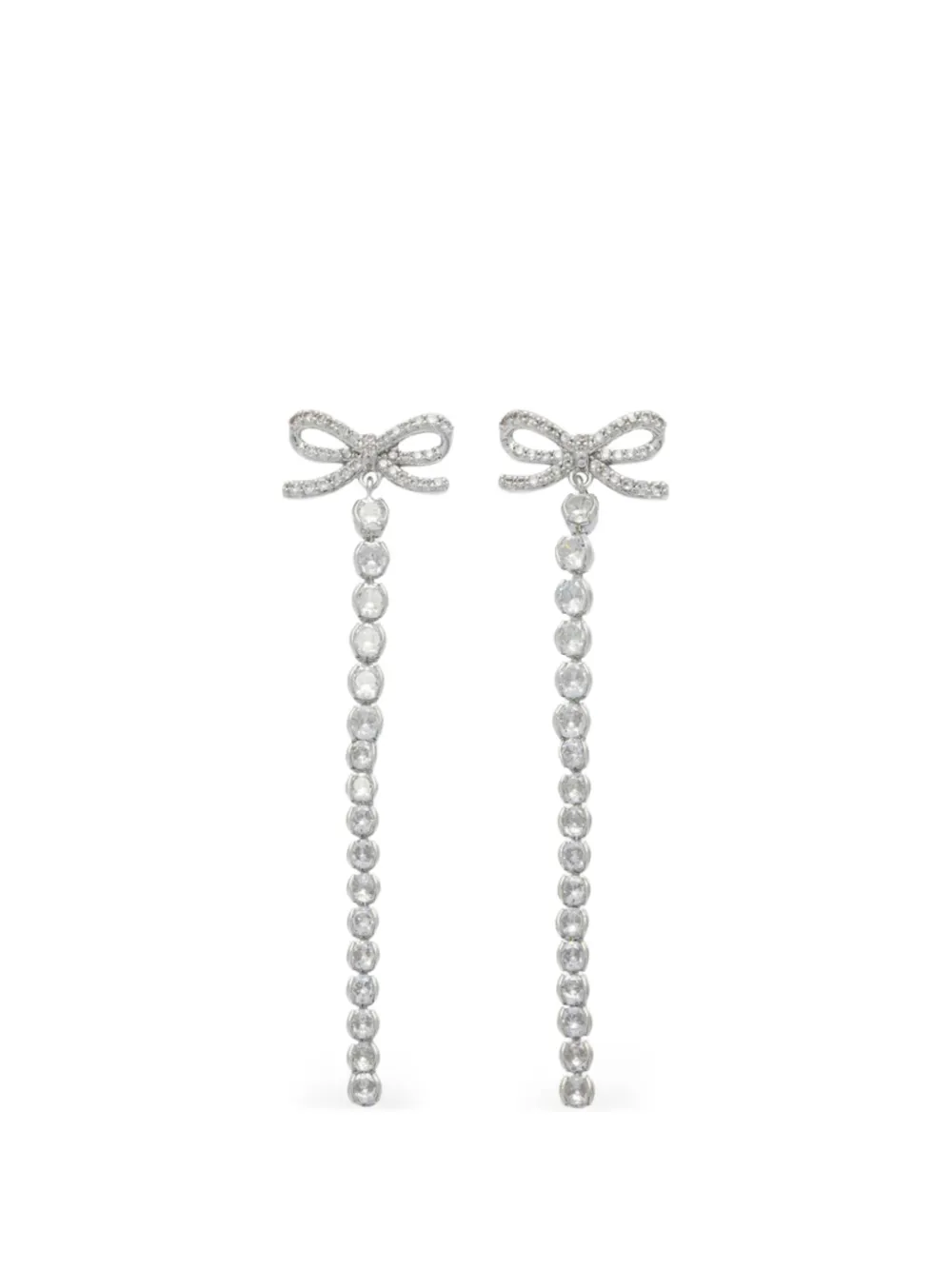 Self-Portrait crystal bow droplet earrings - Argento