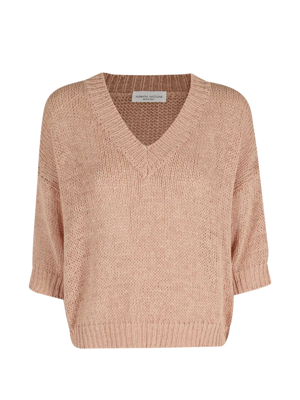 Roberto Collina V-neck short-sleeve sweater - Toni neutri