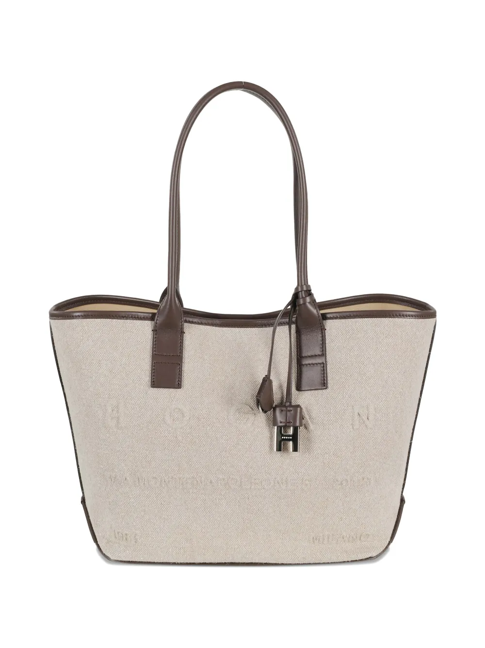 Hogan small embossed logo shopping shoulder bag - Toni neutri