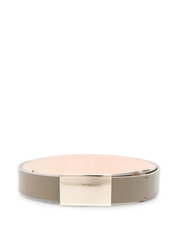 Victoria Beckham Portofino Leather Belt in Grey