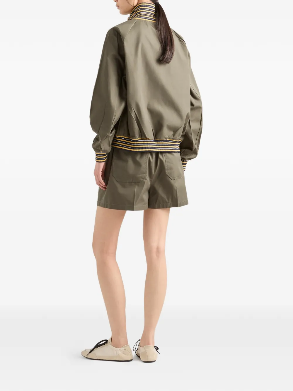  Prada Poplin Turtleneck Jacket - Green 