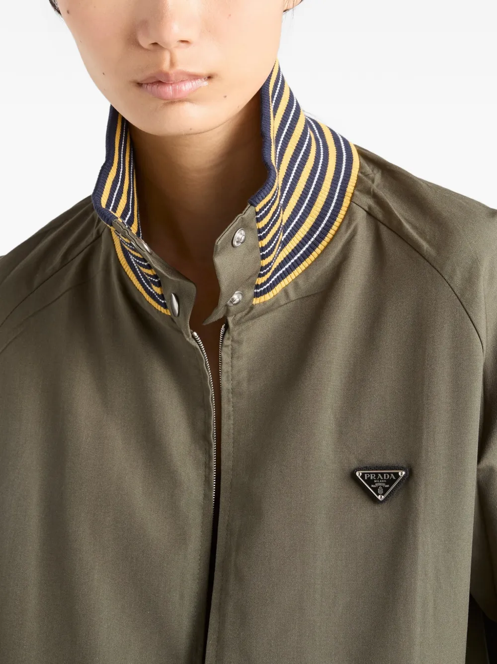 Prada Popeline jack met col Groen