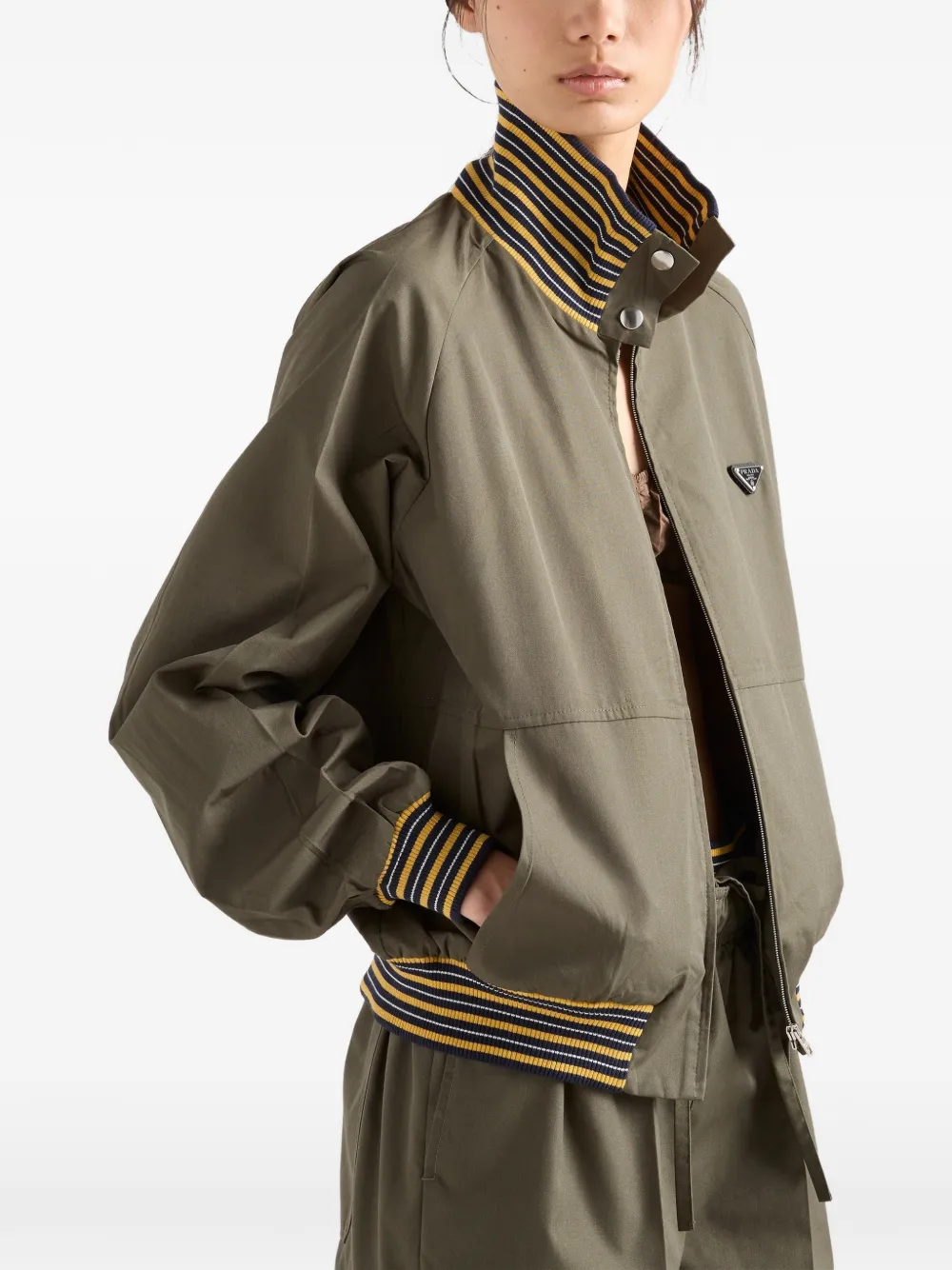 Prada Popeline jack met col Groen