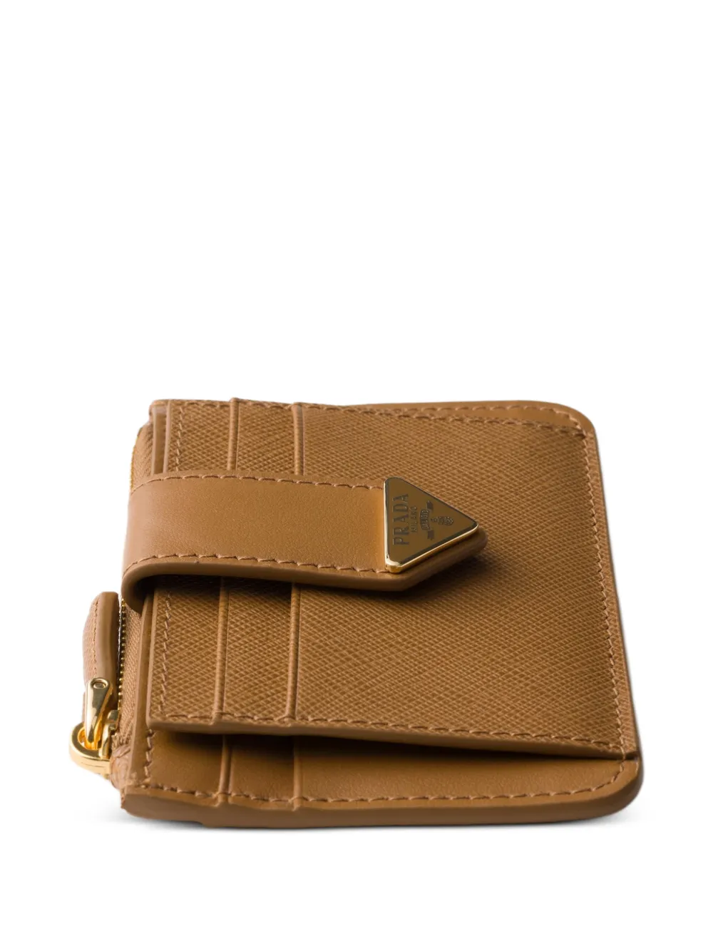 Prada Saffiano leren pasjeshouder Beige