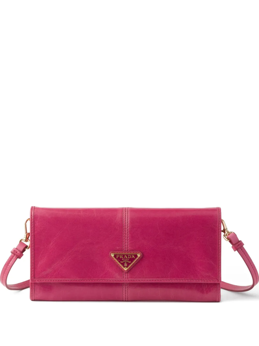 Prada leather wallet with shoulder strap - Rosa