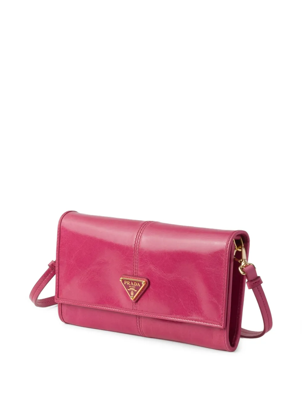  Prada Leather Wallet With Shoulder Strap - Pink 