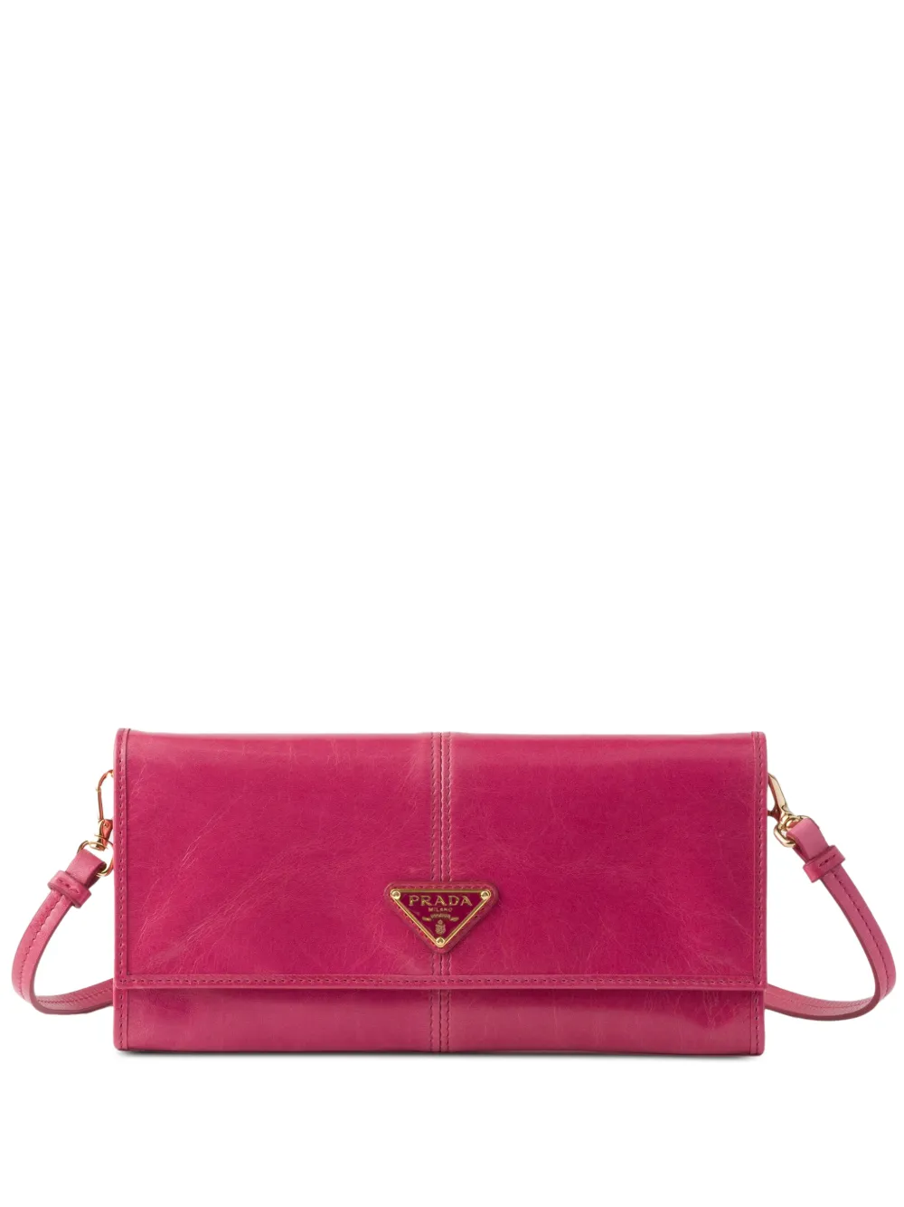 Prada leather wallet with shoulder strap - Rosa