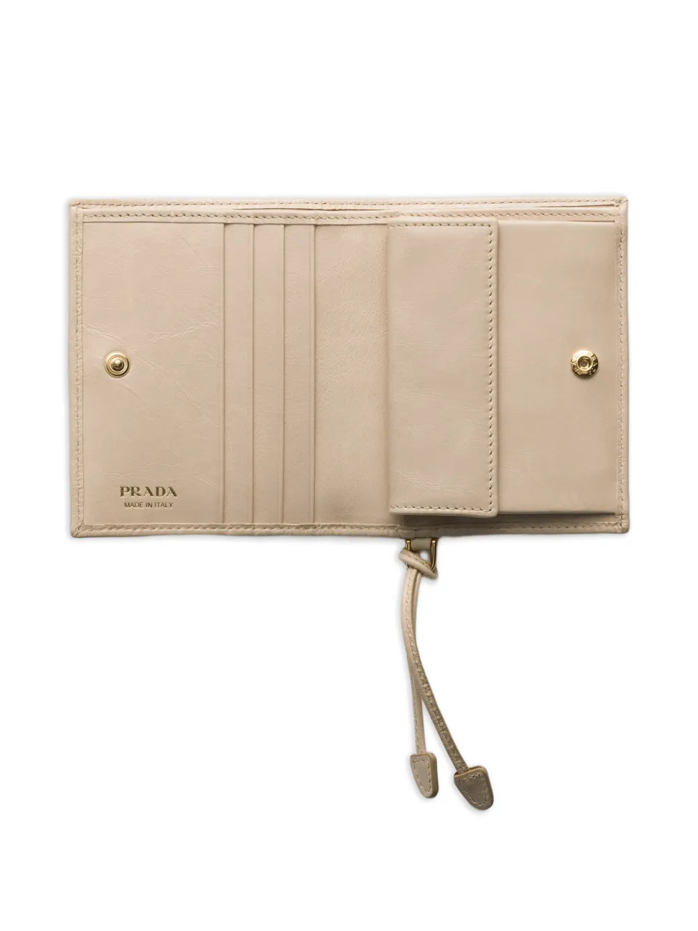 Prada KLeine leren portemonnee Beige