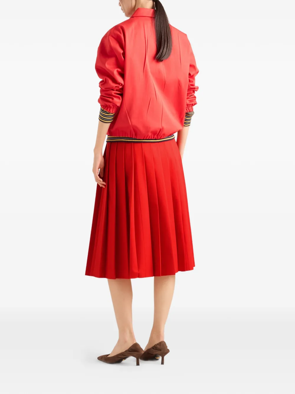 Prada Gabardine midi-rok met plooien Rood