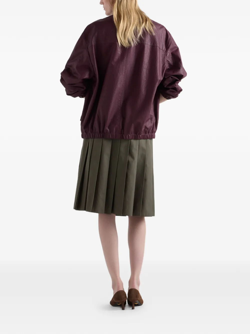 Prada Popeline midi-rok met plooien Groen