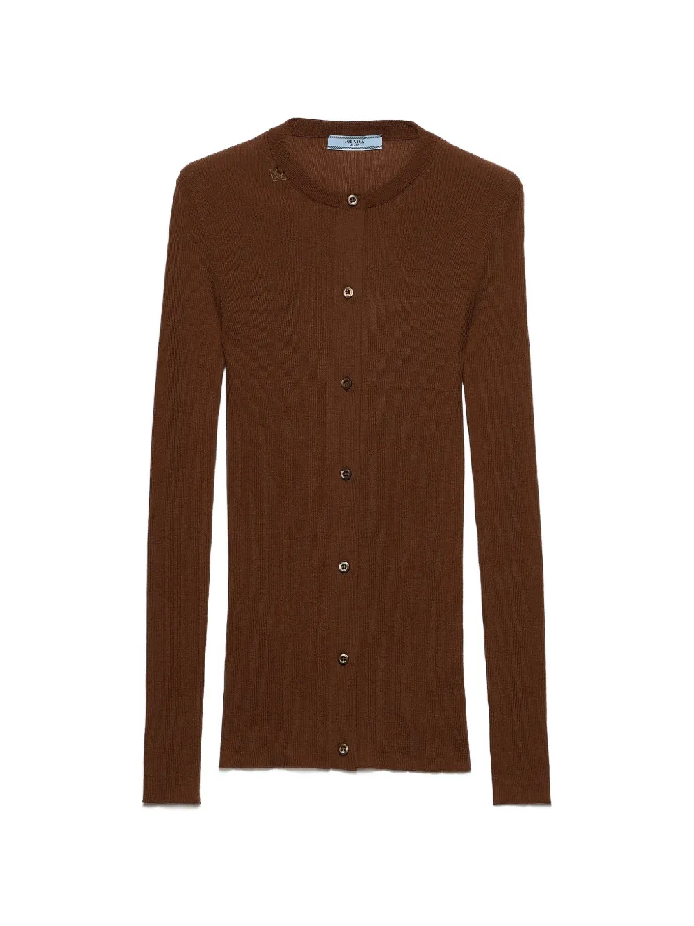 Prada ribbed knit wool cardigan - Braun