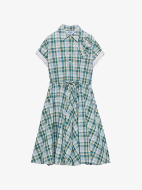Prada vestido de algodón a cuadros con bordado