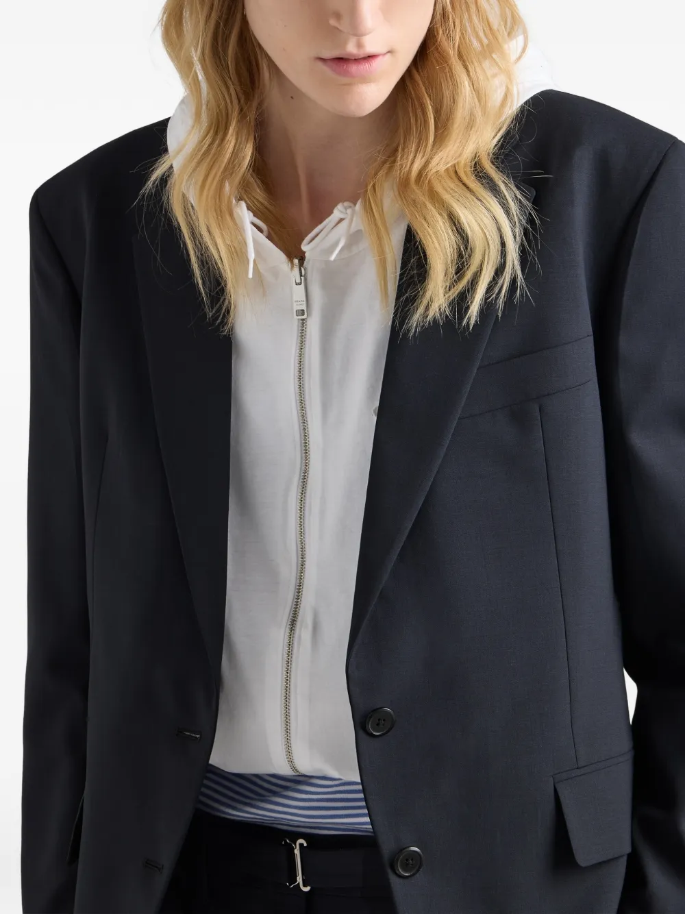 Prada wollen jack met enkele rij knopen Blauw