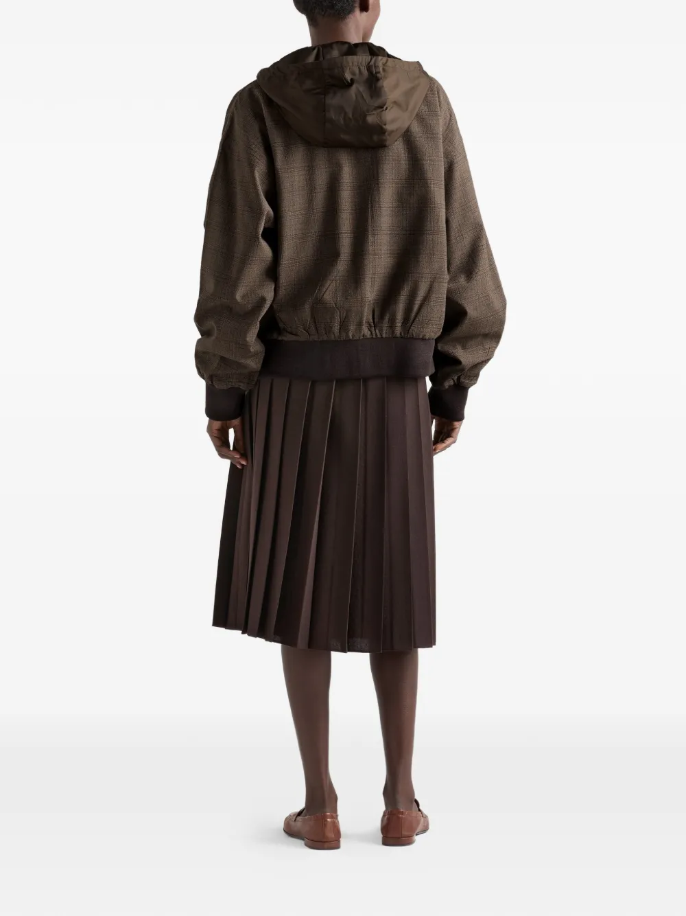  Prada Prince Of Wales Checked Wool Jacket - Brown 