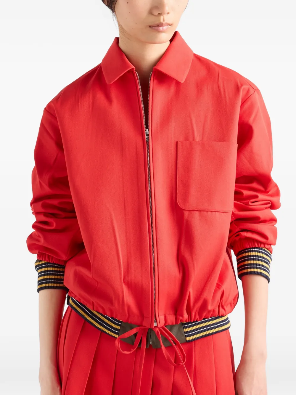 Prada Gabardine blouson jack Rood