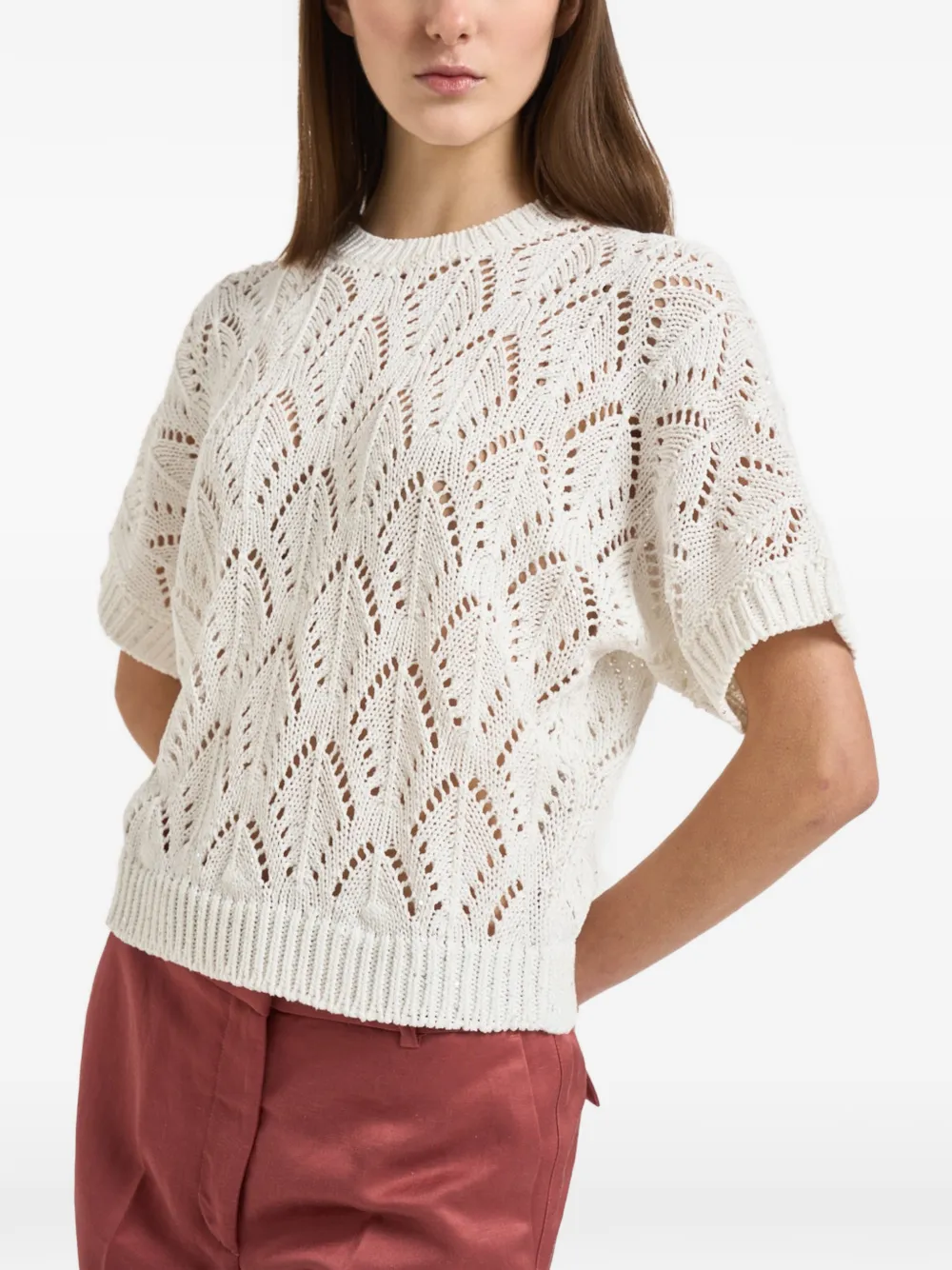 Peserico pointelle-knit T-shirt - Bianco