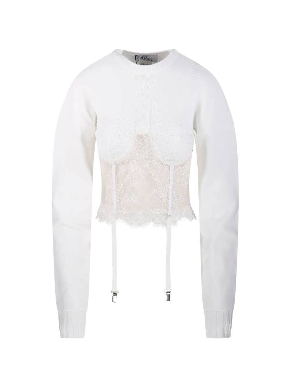 Giuseppe Di Morabito lace-panel knitted top - Bianco
