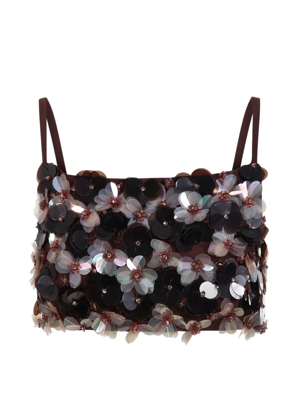 P.A.R.O.S.H. Gym sequinned floral top - Nero