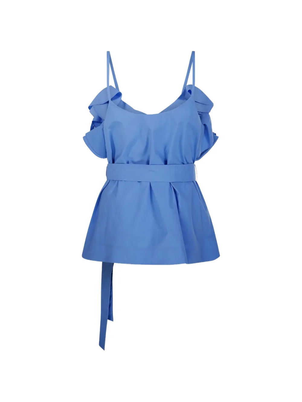  P.a.r.o.s.h. Ruffled Belted Top - Blue 