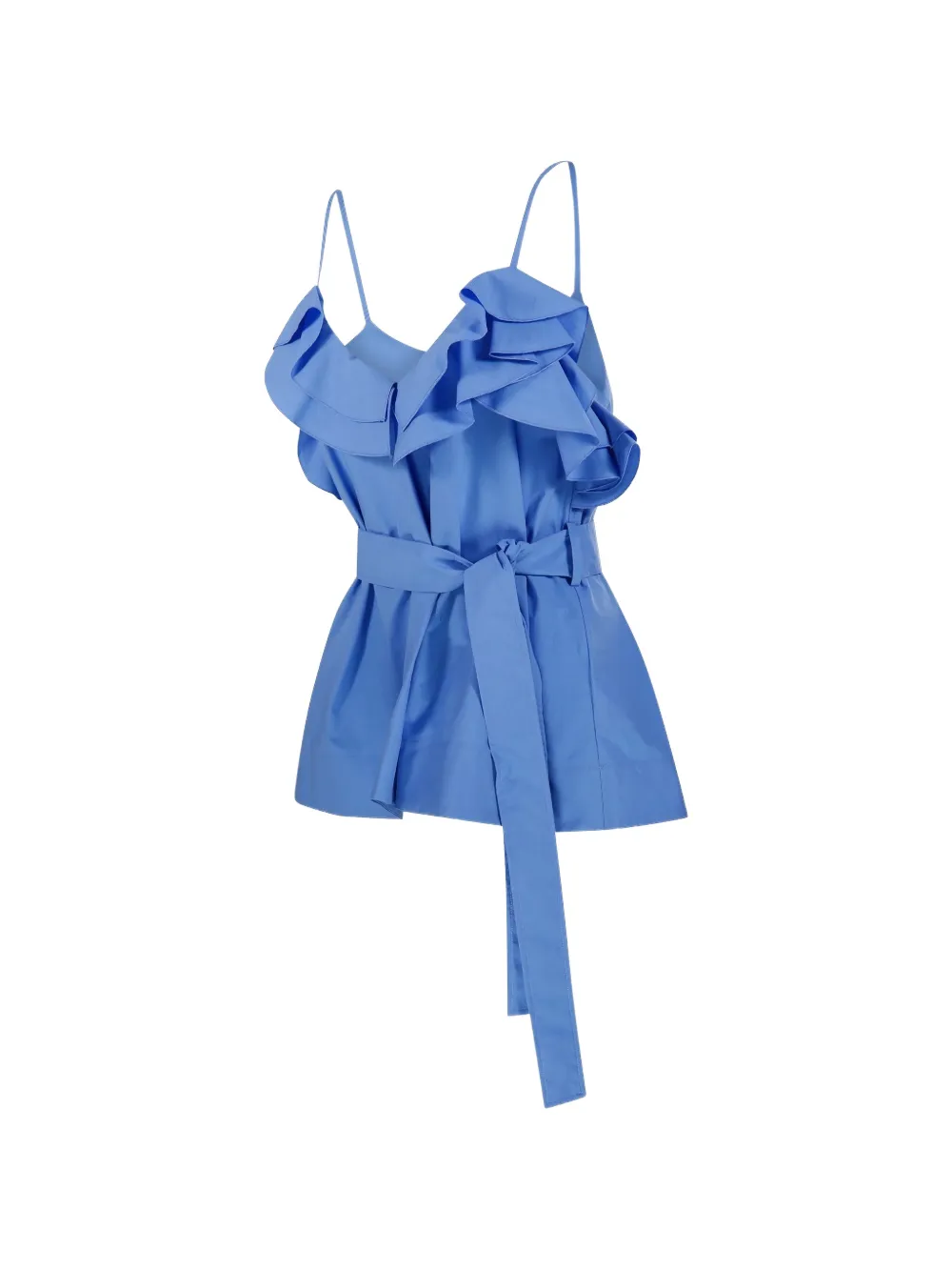 P.a.r.o.s.h. Ruffled Belted Top - Blue 