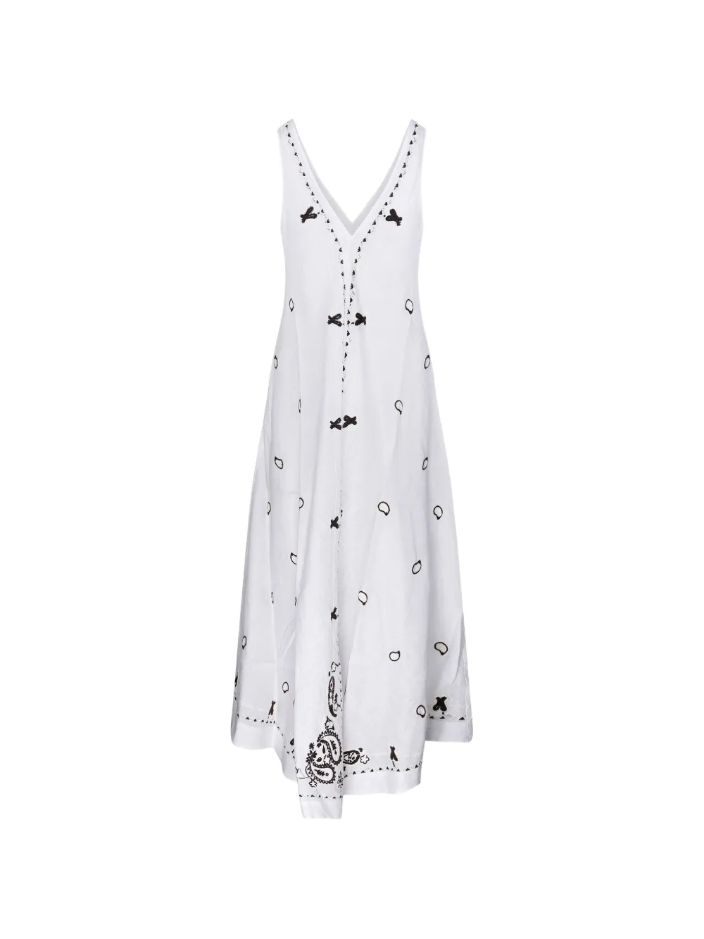 P.A.R.O.S.H. embroidered linen midi dress - Bianco