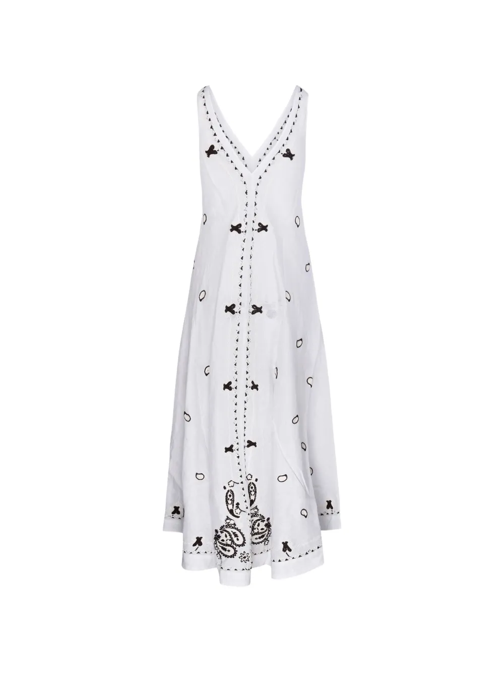  P.a.r.o.s.h. Embroidered Linen Midi Dress - White 