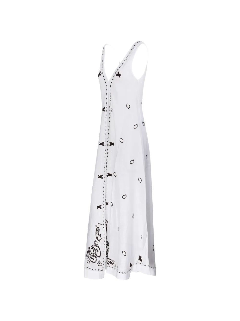  P.a.r.o.s.h. Embroidered Linen Midi Dress - White 