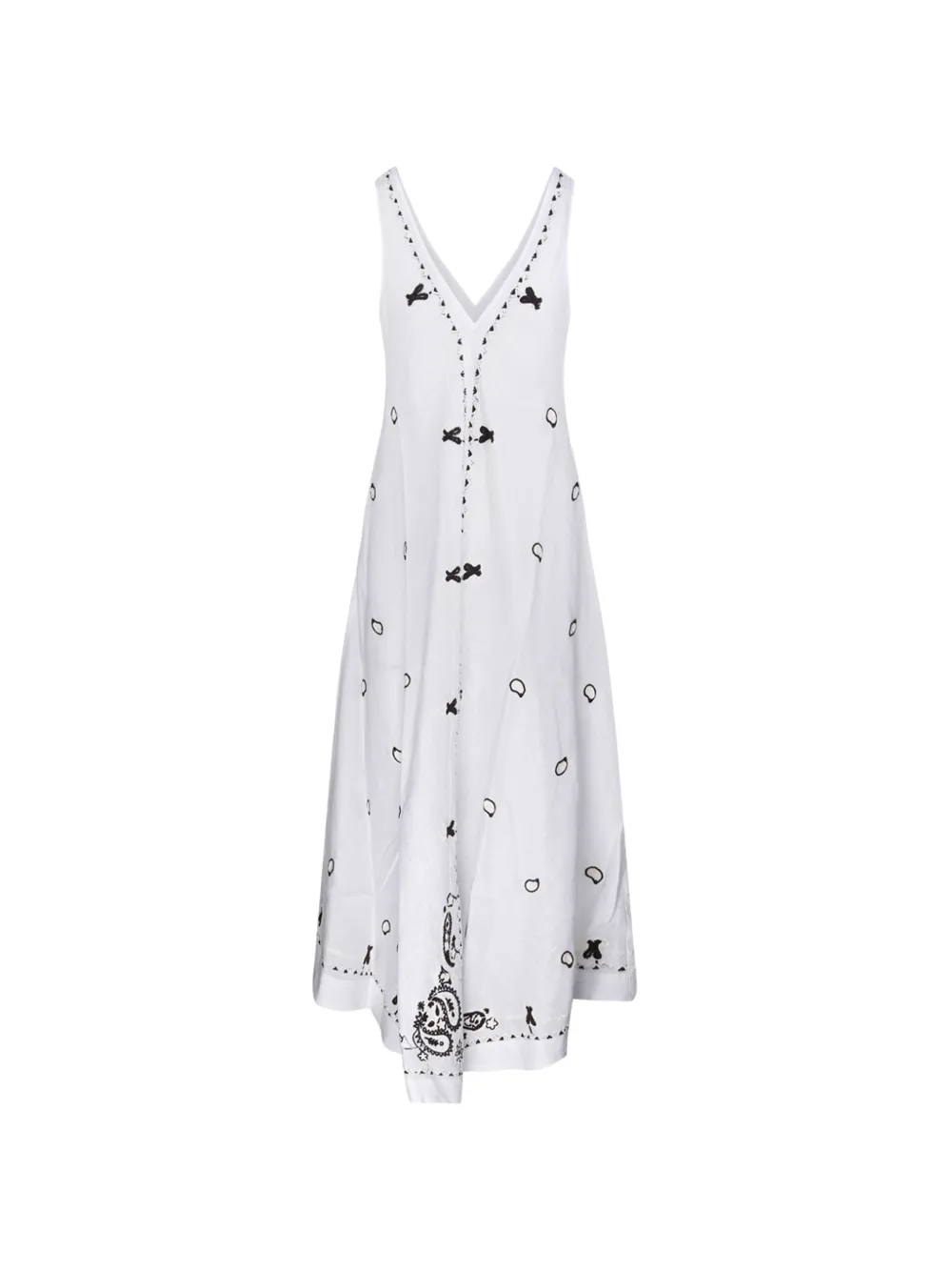 P.A.R.O.S.H. embroidered linen midi dress - Bianco